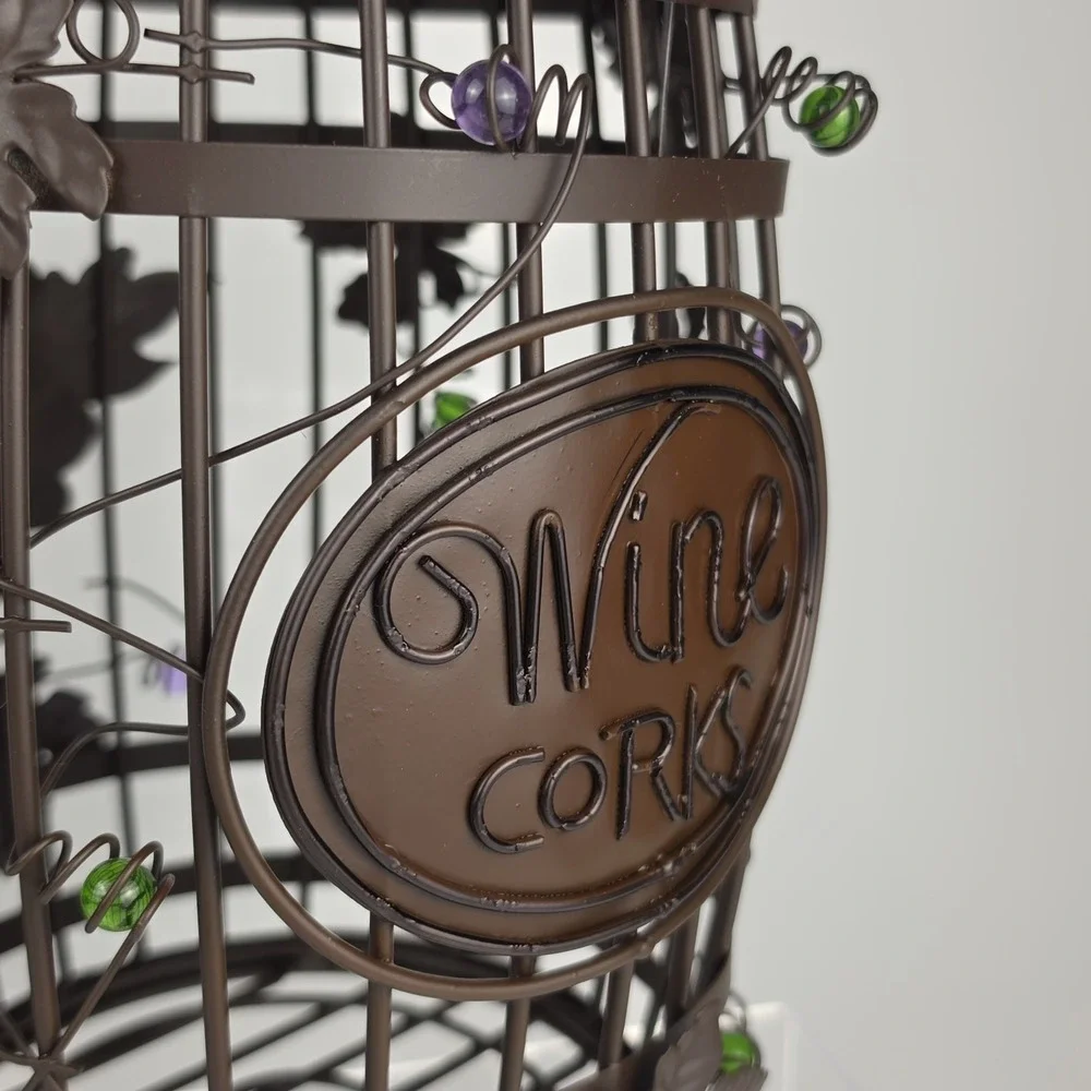 Wine Barrel Cork Cage Metal Grapevine Beaded Holder Epic Products New With Tags